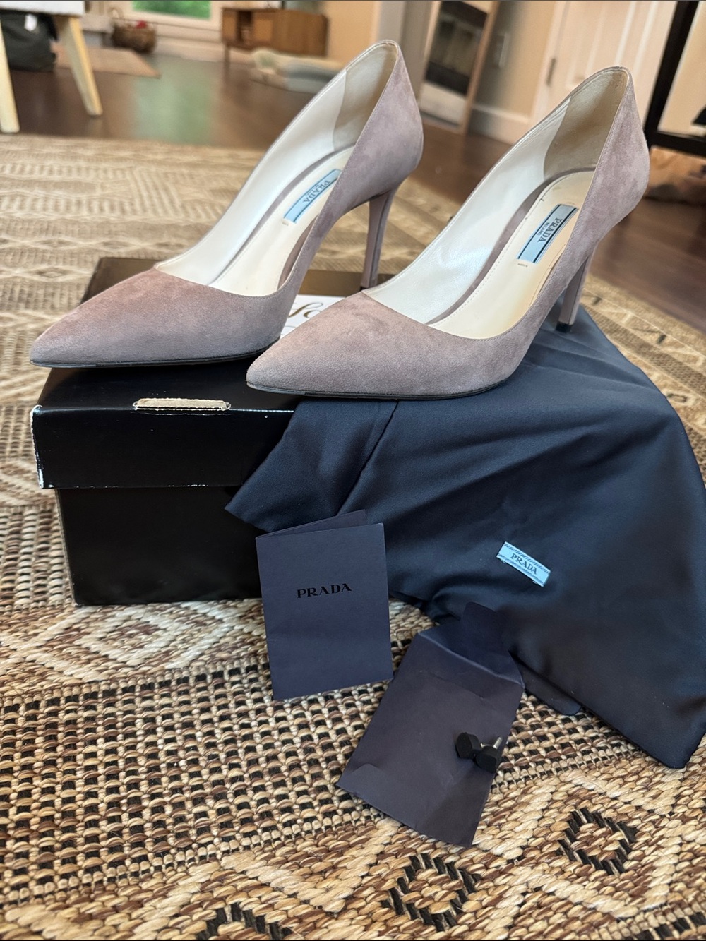 PRADA Taupe Suede Pointed Toe Stiletto Heels Size 38 (8)